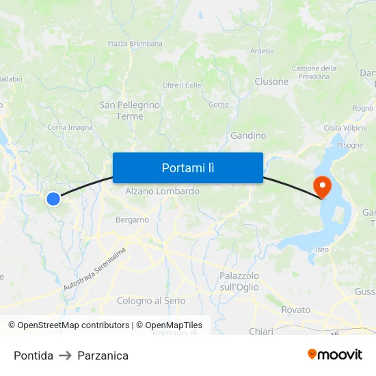 Pontida to Parzanica map