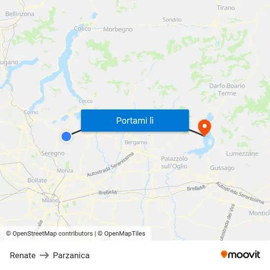 Renate to Parzanica map