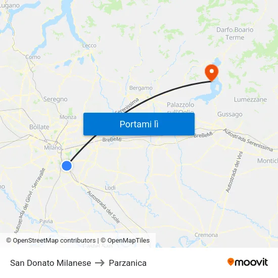 San Donato Milanese to Parzanica map
