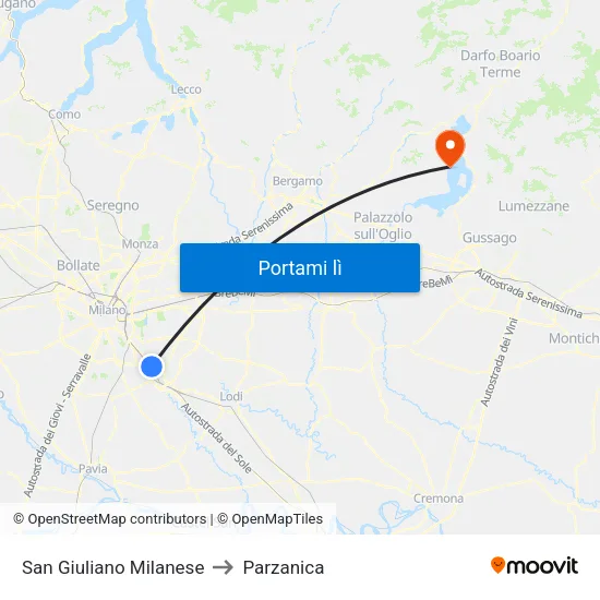 San Giuliano Milanese to Parzanica map