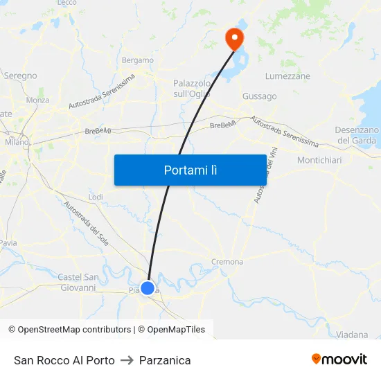 San Rocco Al Porto to Parzanica map