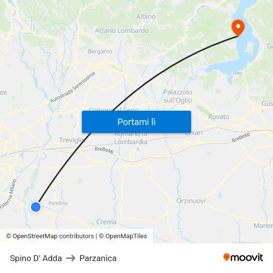 Spino D' Adda to Parzanica map
