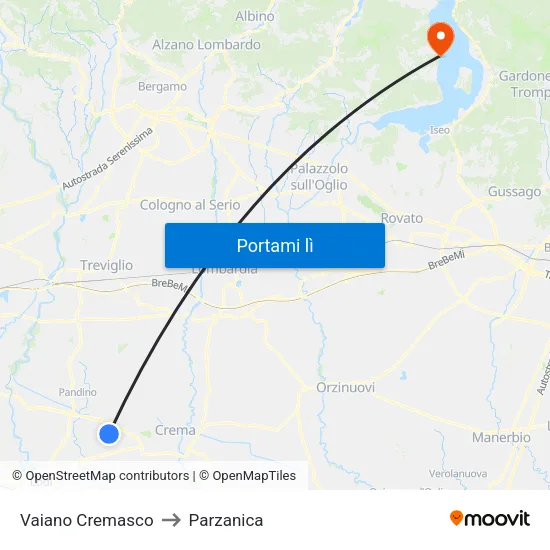 Vaiano Cremasco to Parzanica map
