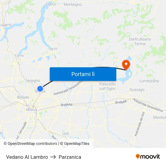 Vedano Al Lambro to Parzanica map