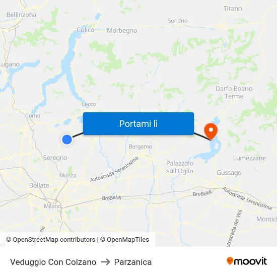 Veduggio Con Colzano to Parzanica map