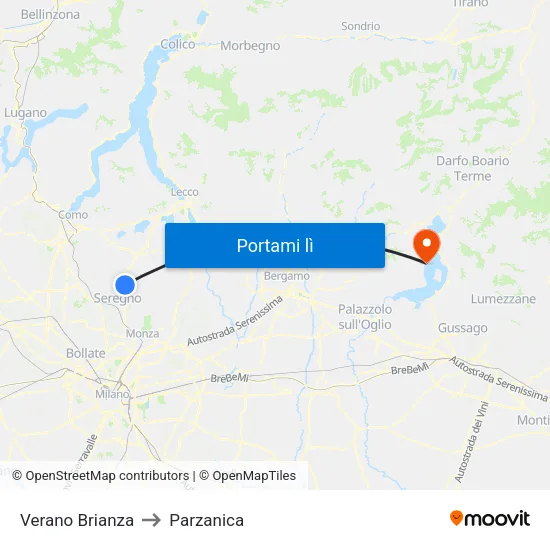 Verano Brianza to Parzanica map