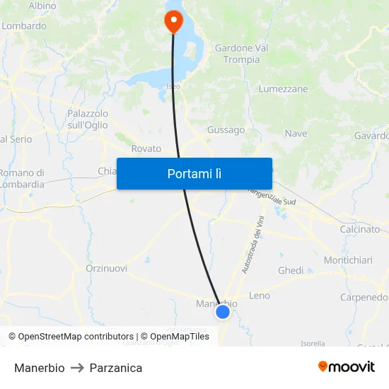 Manerbio to Parzanica map