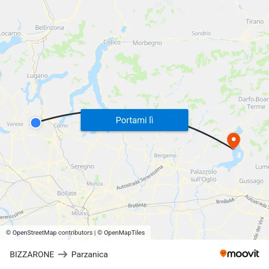 BIZZARONE to Parzanica map