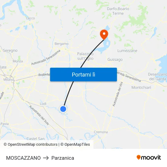MOSCAZZANO to Parzanica map