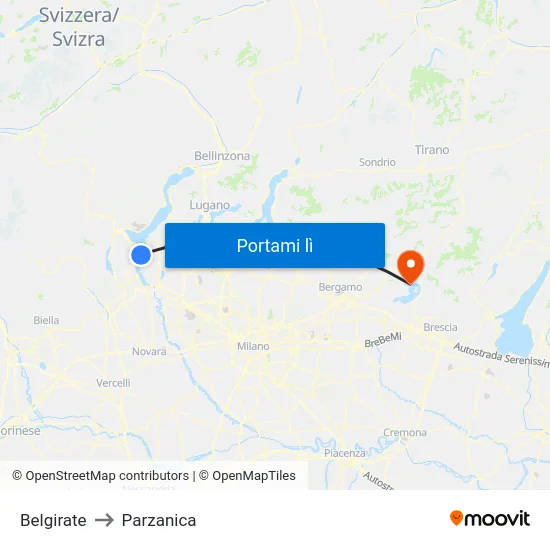 Belgirate to Parzanica map