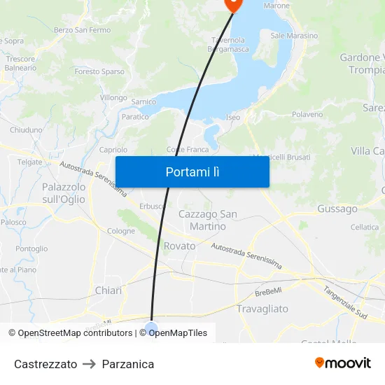 Castrezzato to Parzanica map