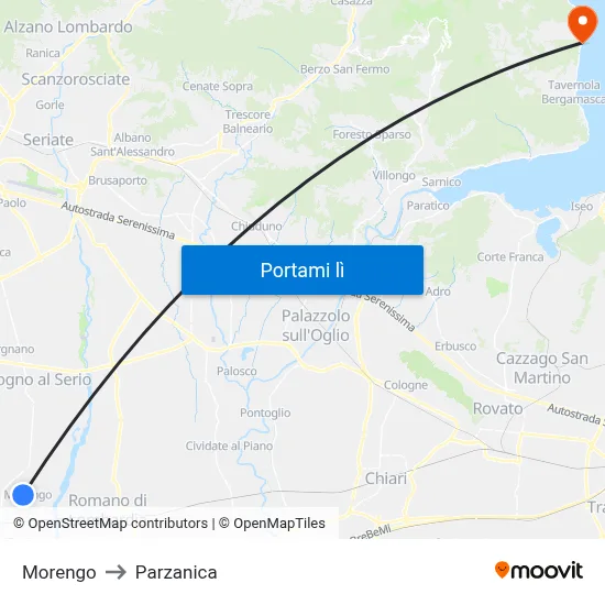 Morengo to Parzanica map