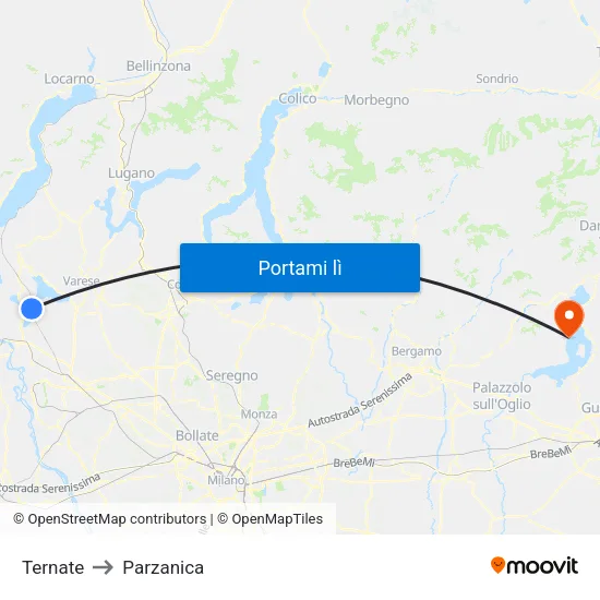 Ternate to Parzanica map