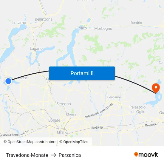 Travedona-Monate to Parzanica map