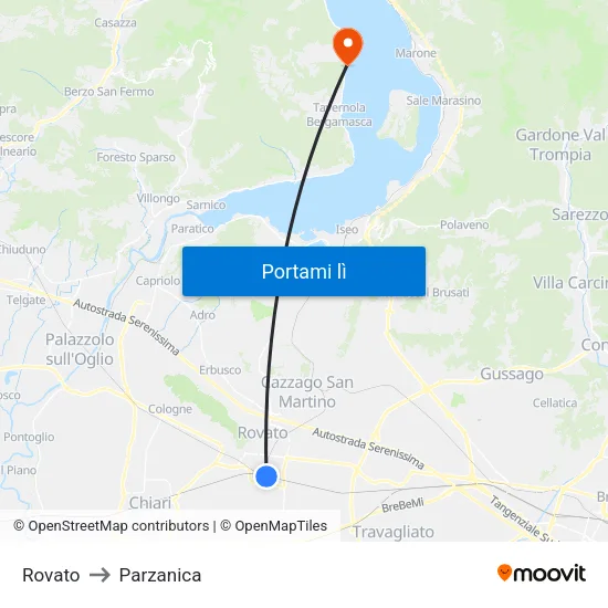 Rovato to Parzanica map