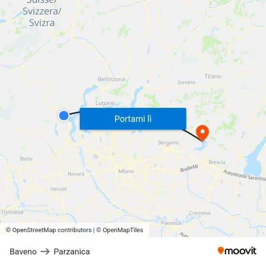 Baveno to Parzanica map