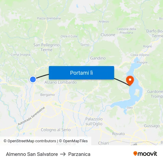 Almenno San Salvatore to Parzanica map