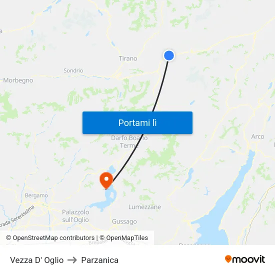 Vezza D' Oglio to Parzanica map