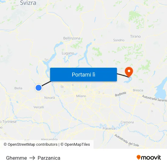 Ghemme to Parzanica map