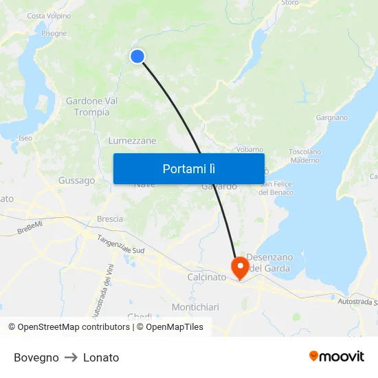 Bovegno to Lonato map