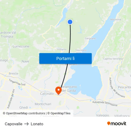 Capovalle to Lonato map