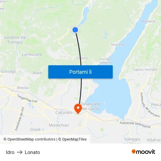 Idro to Lonato map