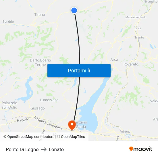 Ponte Di Legno to Lonato map