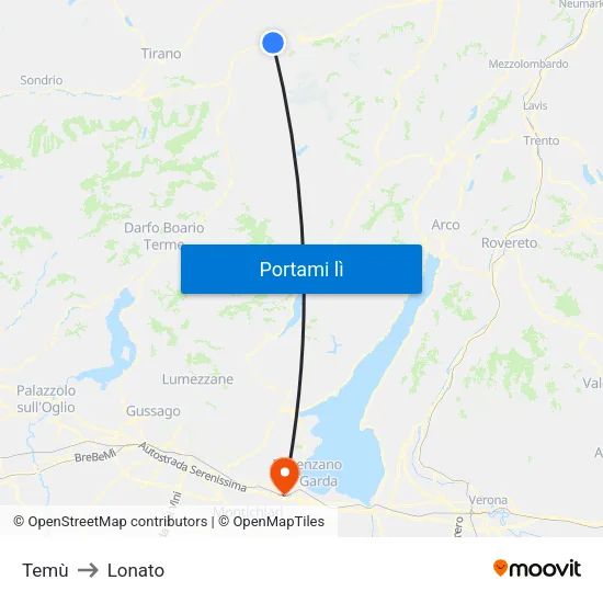 Temù to Lonato map