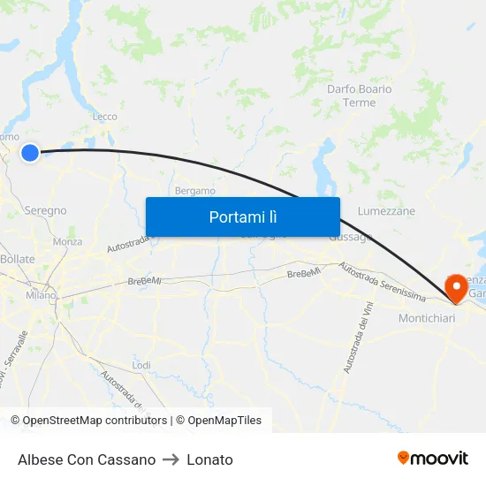 Albese Con Cassano to Lonato map