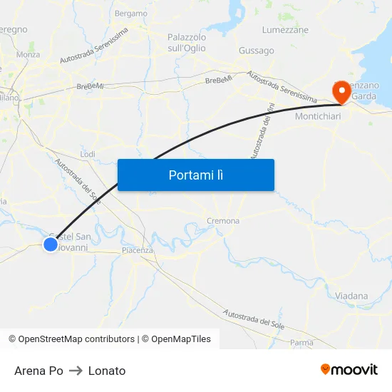 Arena Po to Lonato map