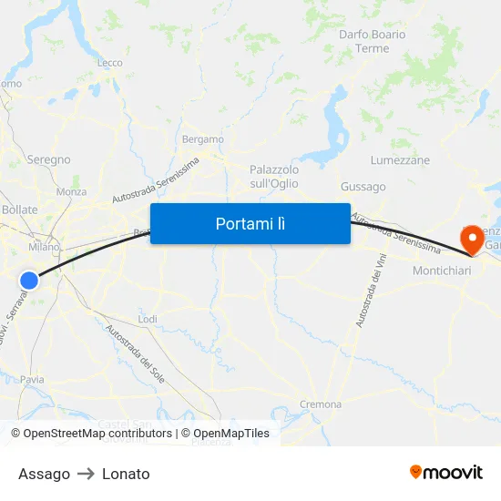 Assago to Lonato map