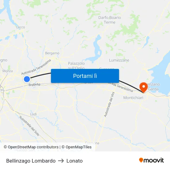 Bellinzago Lombardo to Lonato map
