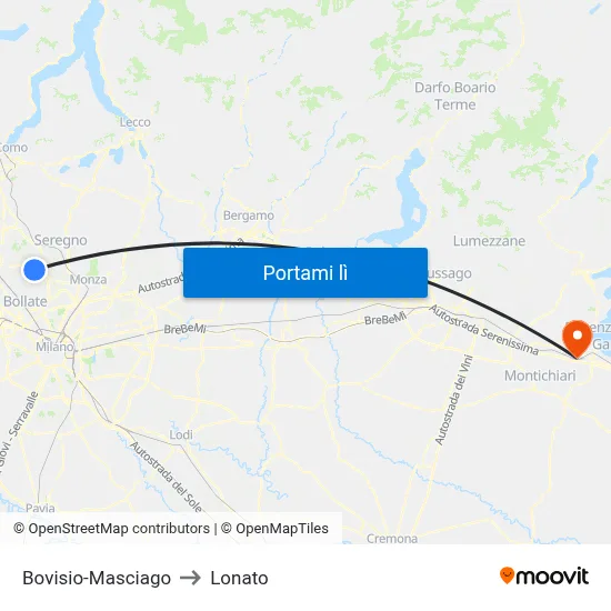 Bovisio-Masciago to Lonato map