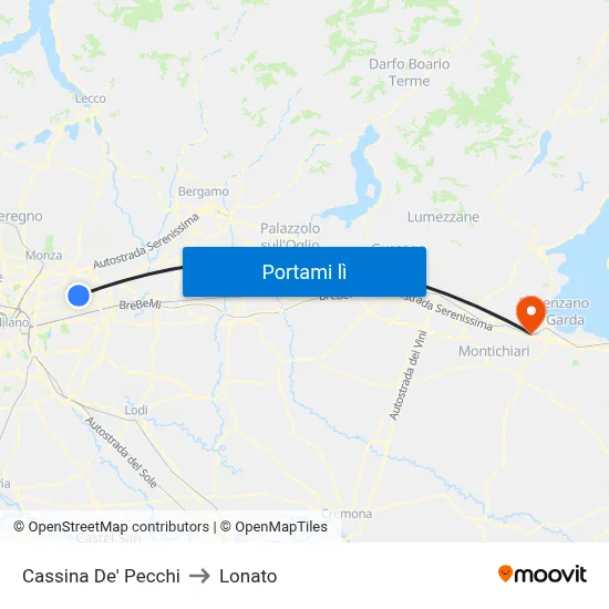 Cassina De' Pecchi to Lonato map