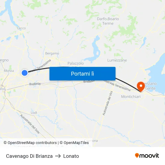 Cavenago Di Brianza to Lonato map