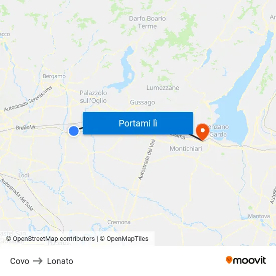 Covo to Lonato map