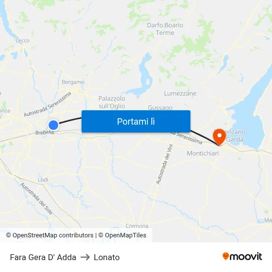 Fara Gera D' Adda to Lonato map