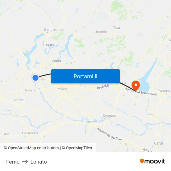 Ferno to Lonato map