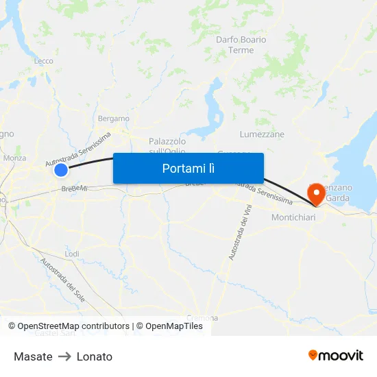 Masate to Lonato map