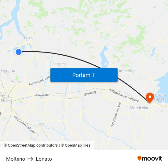 Molteno to Lonato map