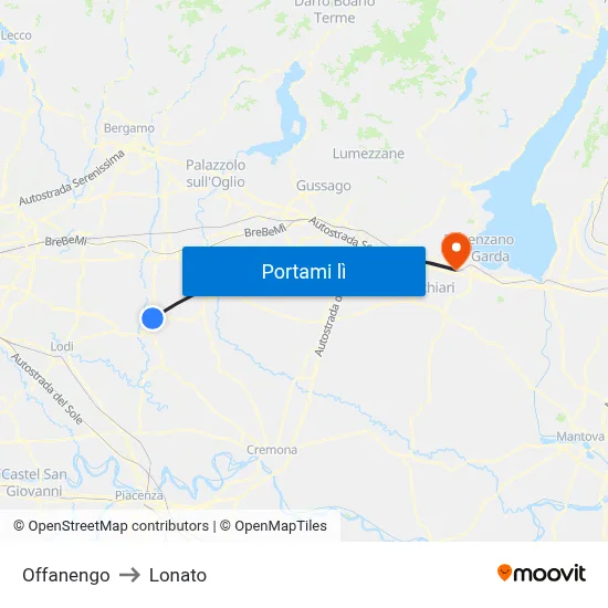 Offanengo to Lonato map