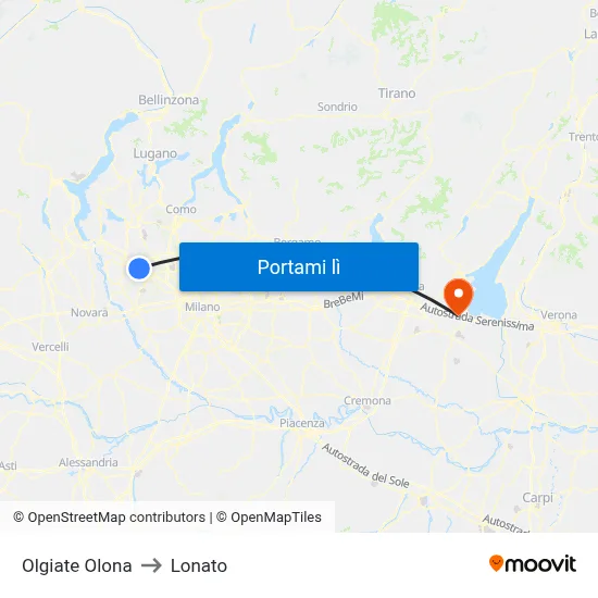 Olgiate Olona to Lonato map