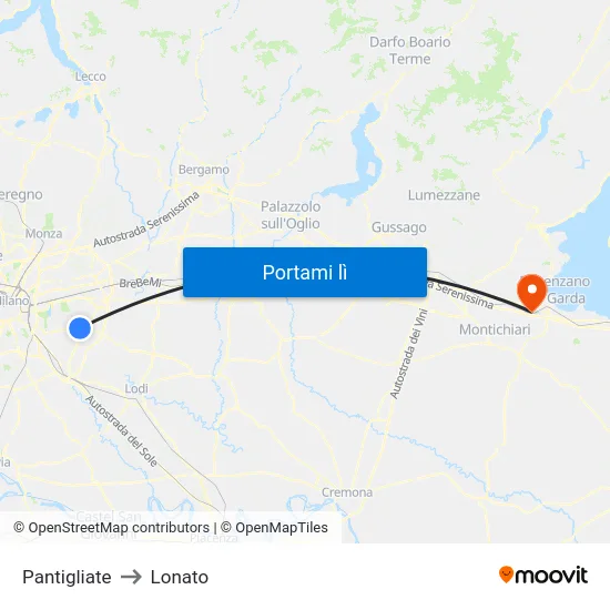 Pantigliate to Lonato map