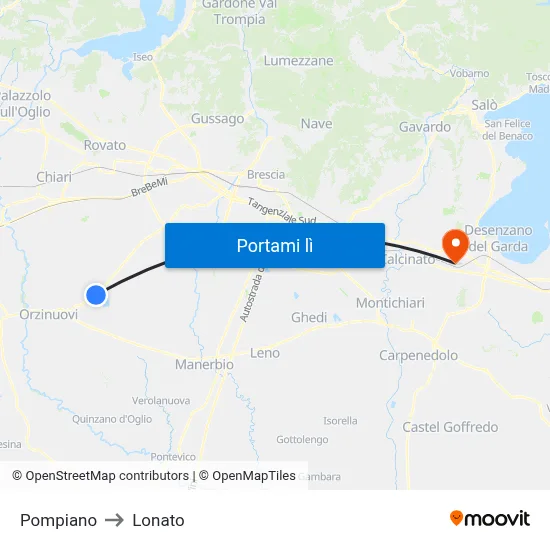 Pompiano to Lonato map