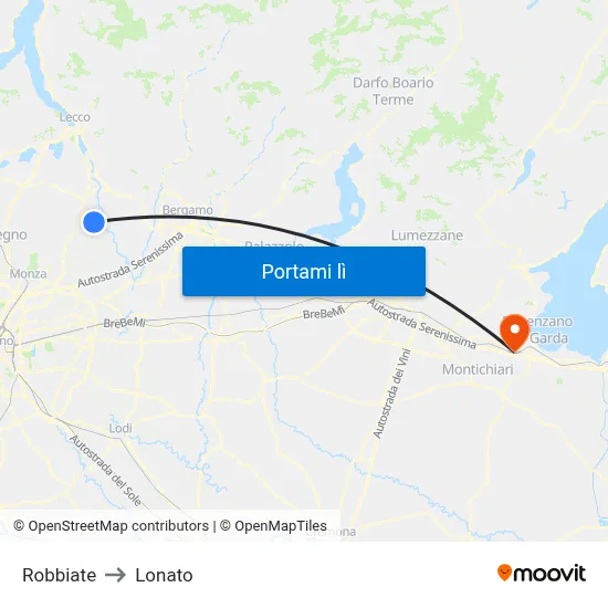 Robbiate to Lonato map