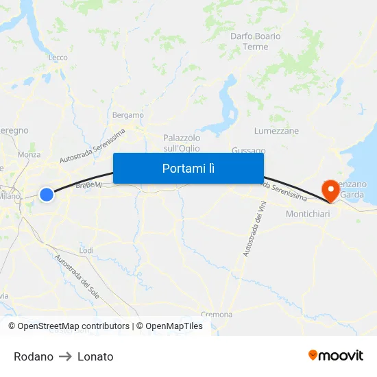 Rodano to Lonato map