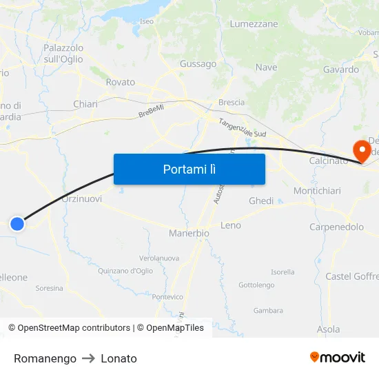 Romanengo to Lonato map