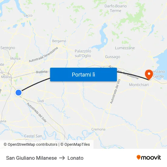San Giuliano Milanese to Lonato map
