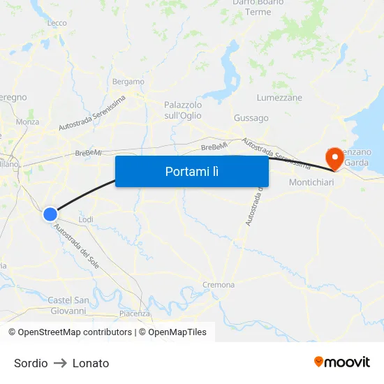 Sordio to Lonato map