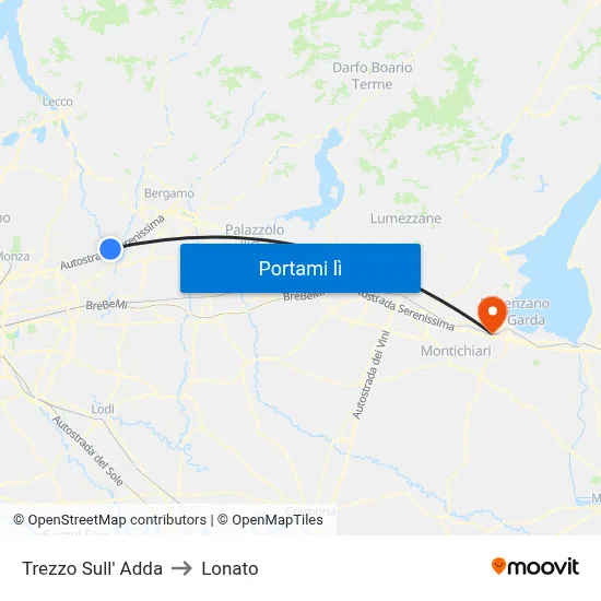 Trezzo Sull' Adda to Lonato map